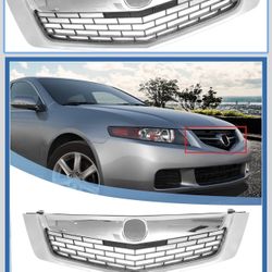 Chrome Silver Tone Front Upper Hood Bumper Grille Grill for Acura TSX 2009 Base V6 2.4L L4 - Gas Front Upper Bumper Kidney Grille Grill 1pcs Item Repl