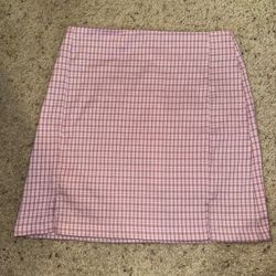 SHEIN Pink Plaid Mini Skirt with Slits