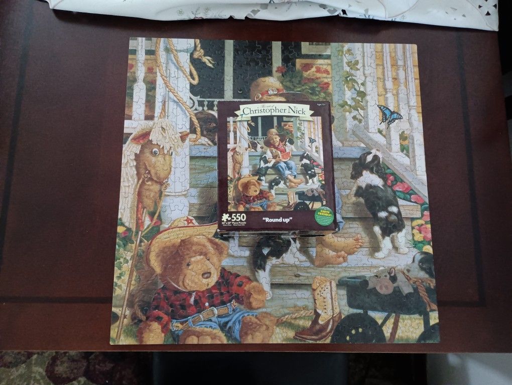 Christopher Nick Round Up 550 Piece Cowboy & Puppies Dog Jigsaw Puzzle