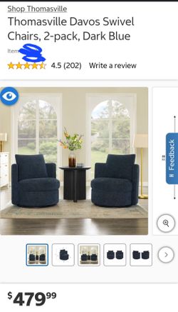 Thomasville Davos Swivel Chairs, 2 PCS - DARK BLUE