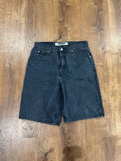Black denim anchor blue jorts with a relaxed fit size 30 see measurements