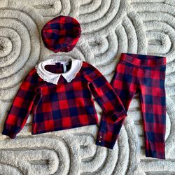 Janie and Jack Plaid / Tartan Three Piece Holiday Outfit | Size 3T