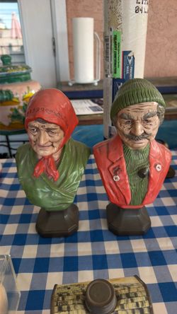 Vintage Old Couple Bust Figurines Set of 2