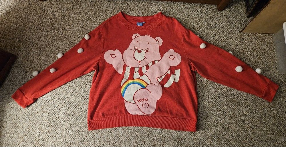 Care Bears Let's Get Cozy Cheer Bear Christmas Red Sweatshirt Size 2X