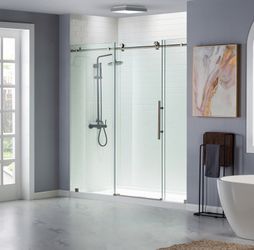 MBSDC7276-B, Frameless Shower Doors 68-72" Width x76"Height with 3/8"(10mm) Clear Tempered Glass inBrushed Nickel Finish
