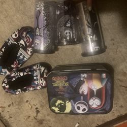 Nightmare Before Christmas Bundle - Cups Lunchbox Brand New Slippers