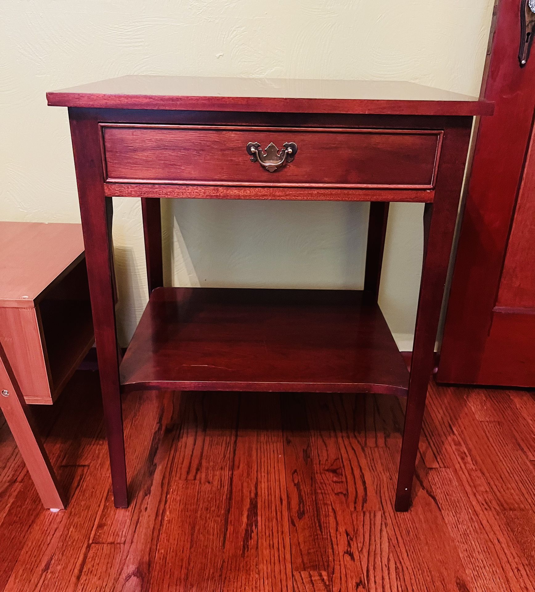 Nightstand End Table With Drawer And Shelf