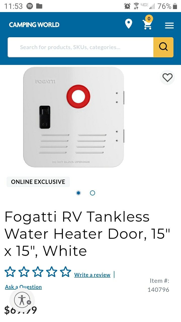 Fogatti Tankless Water Heater Door 15"x15"