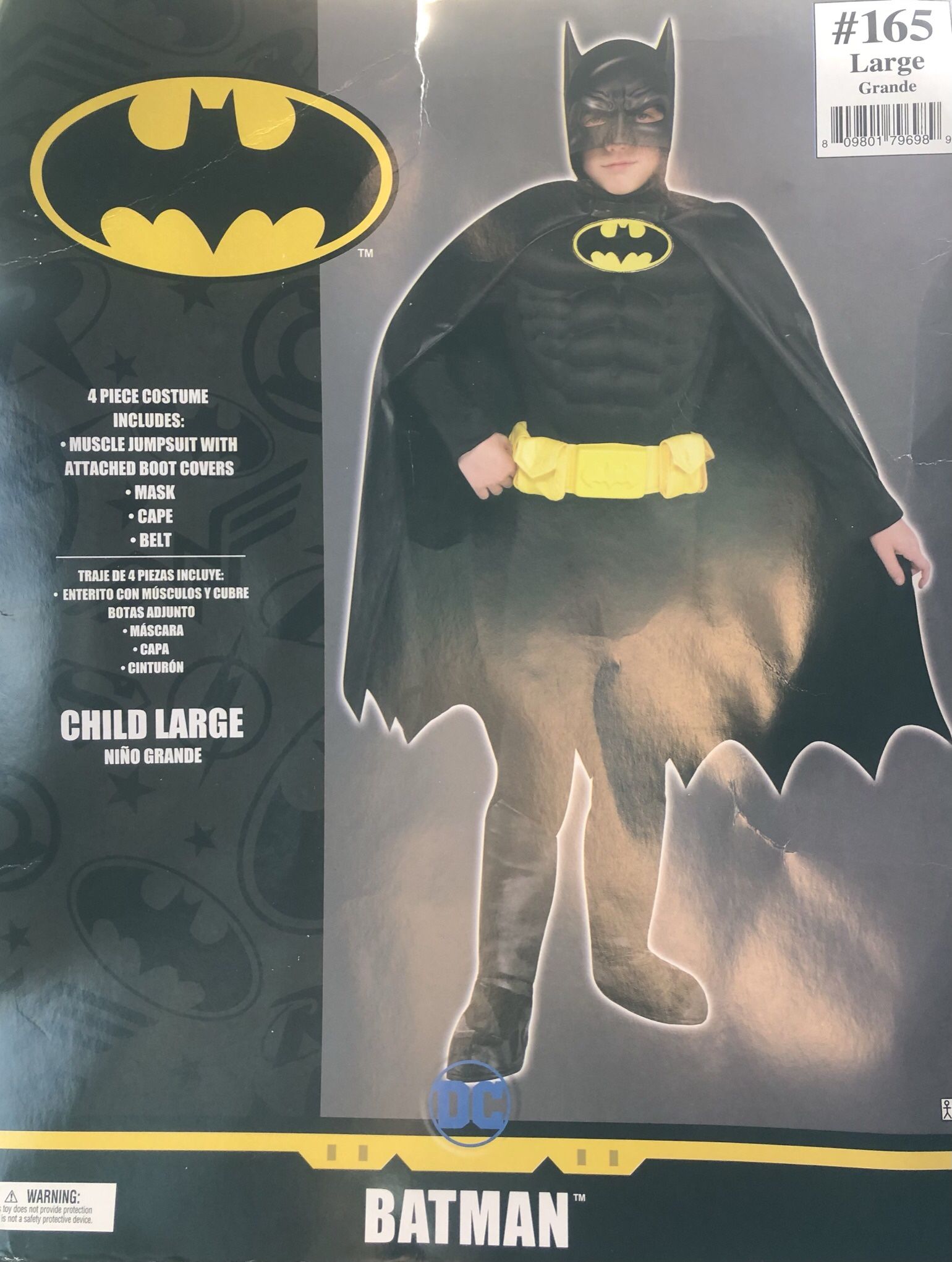 Batman Costume For Kids/Boys (Size L-12-14)