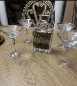 Crystal Decanter and Martini Glass Set