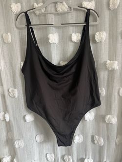 Skims Black Women's One-Piece swim scoop neck