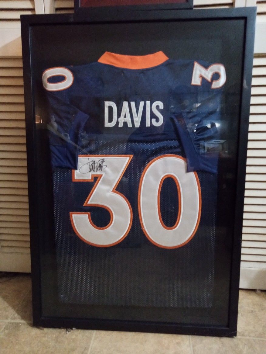 Terrell Davis Signed Frame New Jersey With JSA Letter Of Authenticity