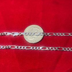 28” 4mm 925 Italian Sterling Silver Figaro Chain
