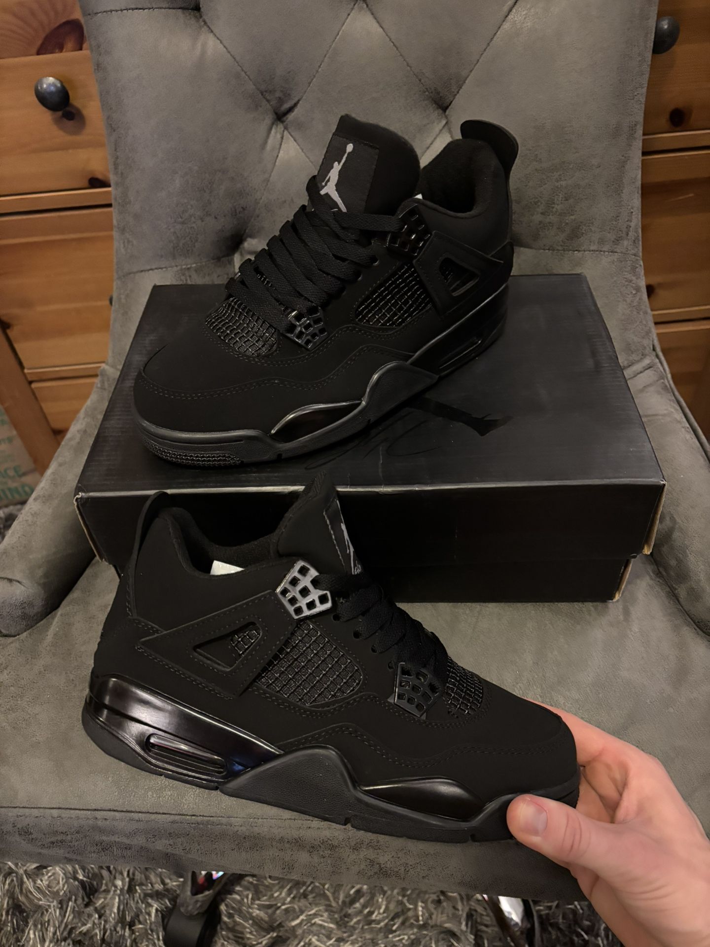 Black Cat Jordan 4s Size 7 Men’s Sneakers