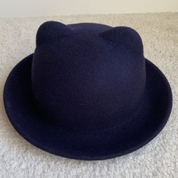 Girls Catmini Felt Hat With Ears - Navy Size 51cm