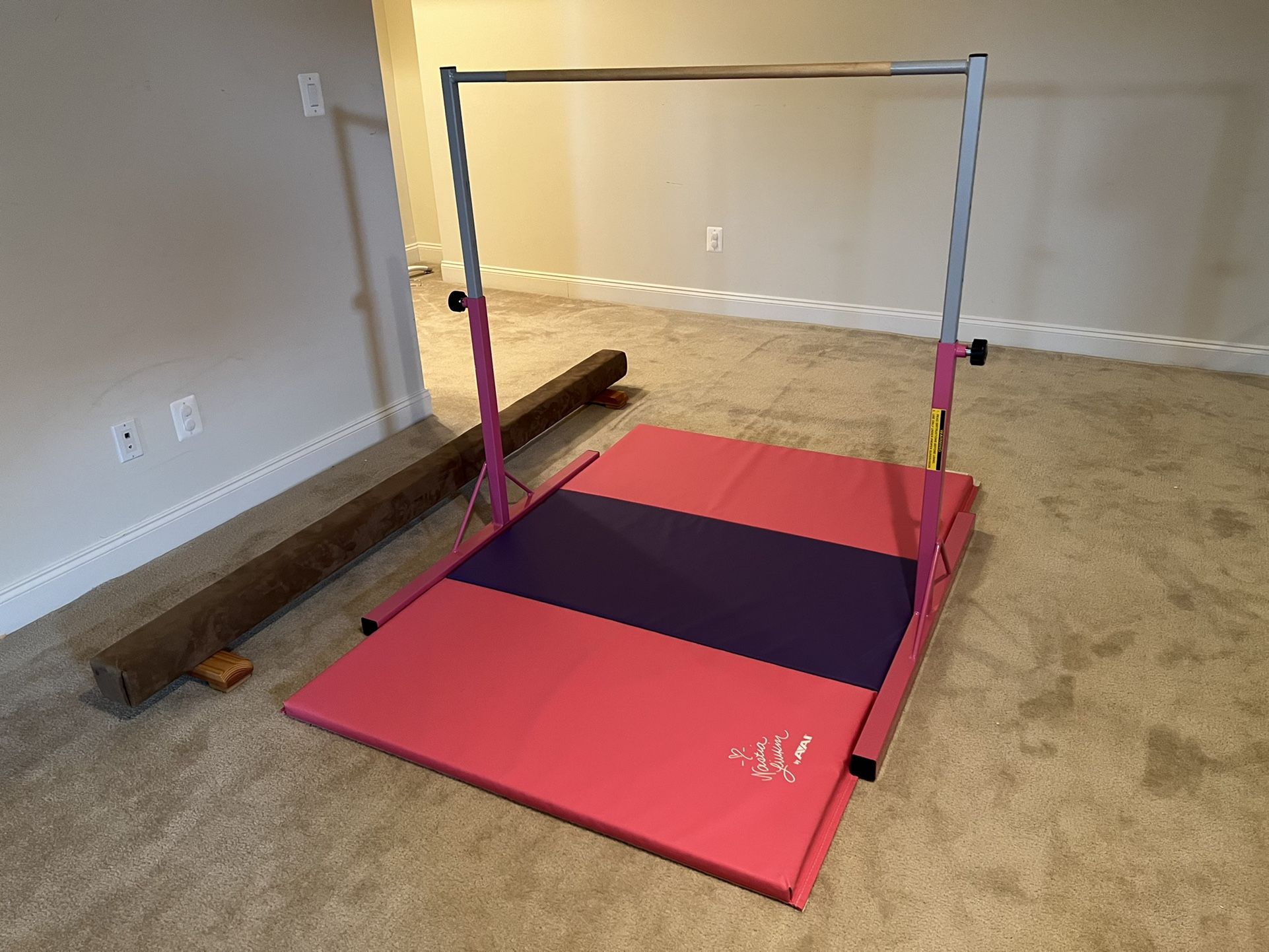 Gymnastics Junior Training Bar with Mat and Balance Beam