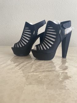 MARCOREPUBLIC Mila Slingback Ankle Strap Stacked Heels