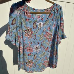 Blue Floral Blouse 