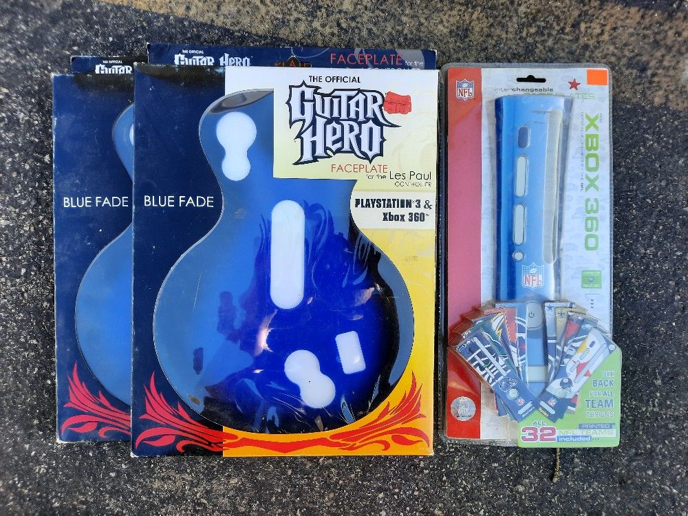Xbox 360 Playstation 3 NFL Faceplate Guitar Hero Faceplate Blue Fade Les Paul
