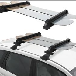 Ski Rack for Roof Rack, Extended Version Aluminum Snowboard with Key Black-AS IS