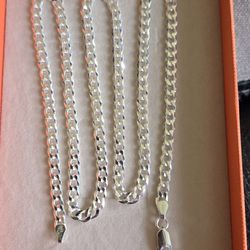 Solid Cuban Curb Chain 22" 4.5MM Silver 925