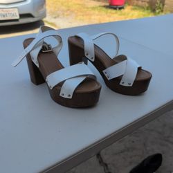Limelight Chunky White Heels Size 10