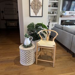 Mid Century Modern 24" Poly and Bark Bar Stool and Stella Side Table