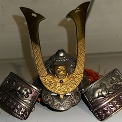 Vintage Japanese Solid Brass Samurai Kabuto Helmet 
