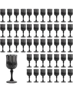 NEW SET OF 48 ELEGANT BLACK PLASTIC GOBLETS