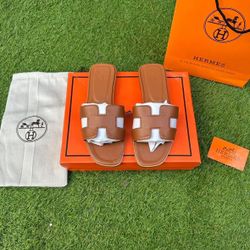 Hermes Oran Sandals Brown Size 7.5 Women’s
