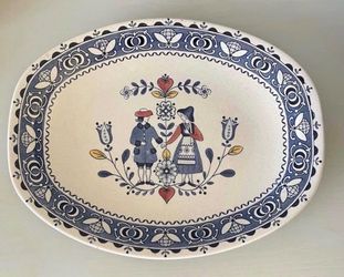 Vintage Johnson Brothers "Hearts & Flowers" oval serving platter.