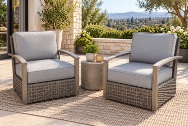 Brand new pair outdoor patio furniture swivel club chairs