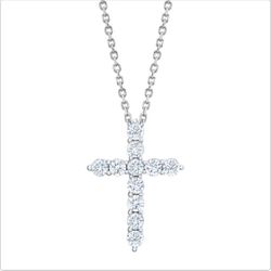 Round Brilliant 1.00 ctw VS2 Clarity, G Color Diamond 14kt White Gold Cross Pendant