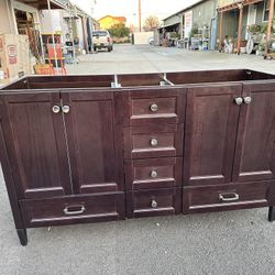 New Home Decorators Collection Claxby 60 in. W x 22 in. D x 34 in. H Bathroom Vanity Cabinet in Chocolate