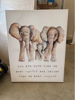 Elephant family canvas painting