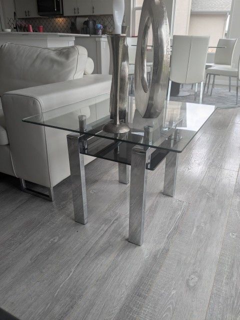 Sleek GLASS AND CHROME END TABLES