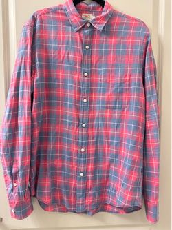 Faherty The Movement Shirt Men’s Medium Red Blue Plaid Cotton Button Up Casual