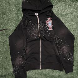 Vale Black Rhinestone Hoodie Size S