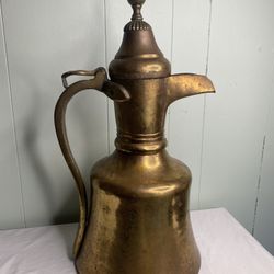 19th Century Brass Dallah Coffee Pot 23"