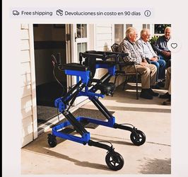 Blue Upright Rollator Walker with Seat
