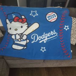 Hello Kitty LA Dodgers Fleece Blanket