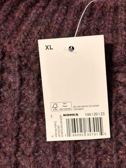 NWT Kohl's Waffle Knit Balloon Sleeve Sweater — Venetian Purple — Size XL