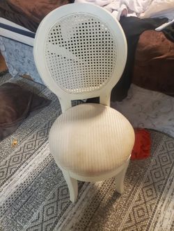White Cane Back Accent Chair