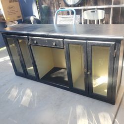 Nice Large Cabinet Four Doors With Glass Beveled Glass One Drawer Needs A Little Cleaning Up Heavy Piece $150 Firm