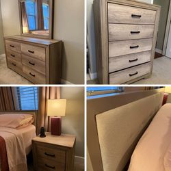 Queen Bedroom Set – Bed, Dresser, Mirror, Chest & 2 Nightstands