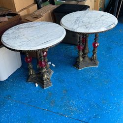2 Authentic  Antique Marble Top Tables From Italy