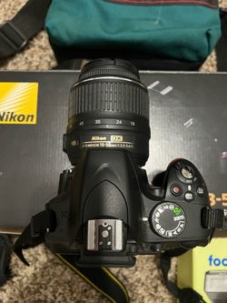 Nikon D3200 DSLR w/ Batteries, 18-55mm lens, 35mm lens, camera bag, camera flash, Rode Videomic Pro, etc