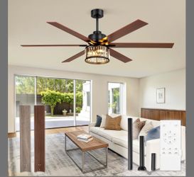 Fanbulous 65 Inch Farmhouse Crystal Ceiling Fan With Lights And Remote