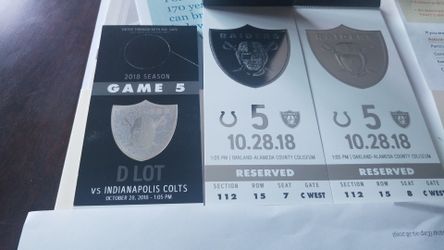 Colts vs raiders with parking pass