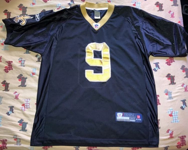 Reebok Drew Brees #9 New Orleans Saints Black Gold NFL Jersey Mens Sz 50-XXL 2XL